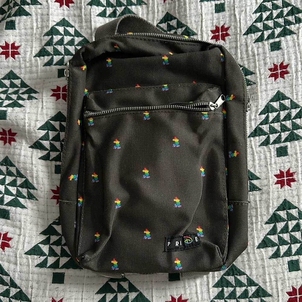 Disney Pride Crossbody Bag - Brown with Rainbow Accents
